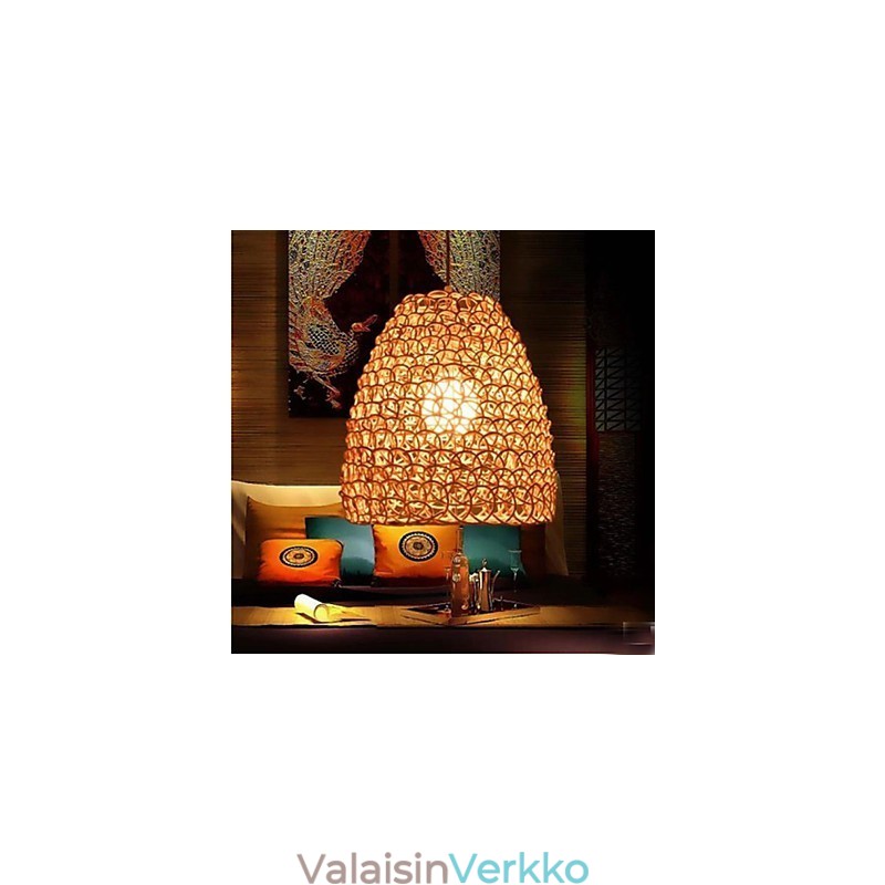 Retro Pyöreä Rottinkinen puutarhavalaisimen varjostin