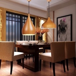 Retro Pendant Light Wood Grain Metal Cafe riippuvalaisimet