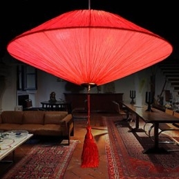Lotus Leaf Modern Marine Cloth Art Droplight of Red Lanterns Lamp Light