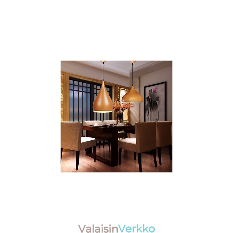 Retro Pendant Light Wood Grain Metal Cafe riippuvalaisimet