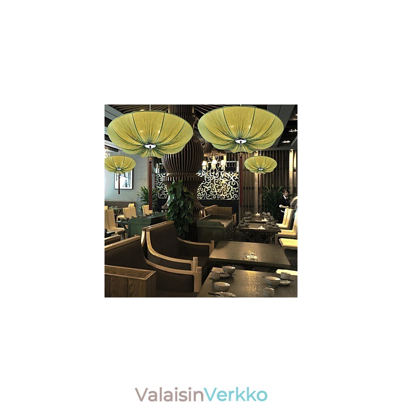 Creative Pyöreä Big Red Lantern Lotus Leaf Wedding Festival Kangastaide Kattokruunu Lamp Light