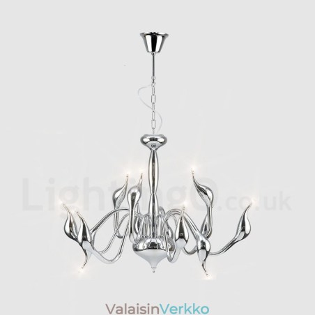 12 Light Moderni Swan kromimetallikattokruunuvalaisin 12 Light Moderni Swan kromimetallikattokruunuvalaisin