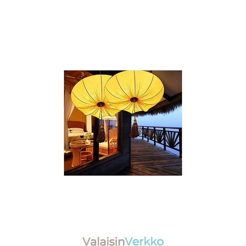Creative Pyöreä Big Red Lantern Lotus Leaf Wedding Festival Kangastaide Kattokruunu Lamp Light