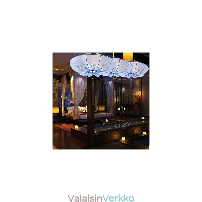 Creative Pyöreä Big Red Lantern Lotus Leaf Wedding Festival Kangastaide Kattokruunu Lamp Light