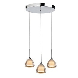 3 Kevyt Kaksikerroksinen Pendant Island Light Crack Glass Kiillotettu kromi