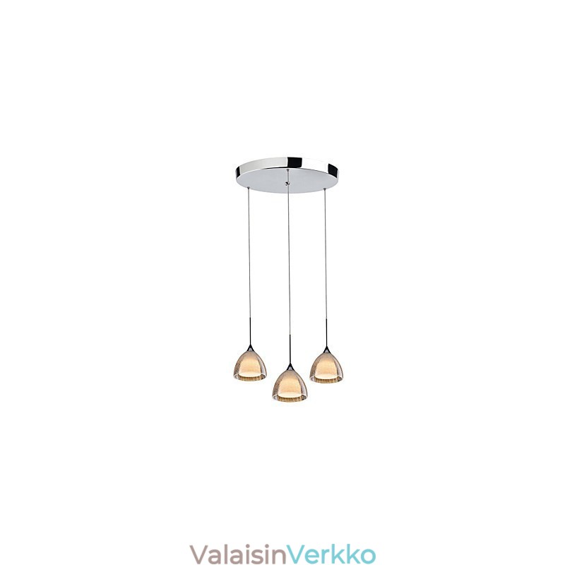 3 Kevyt Kaksikerroksinen Pendant Island Light Crack Glass Kiillotettu kromi