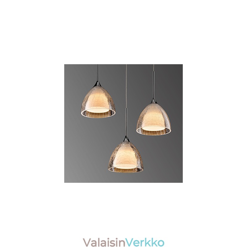 3 Kevyt Kaksikerroksinen Pendant Island Light Crack Glass Kiillotettu kromi
