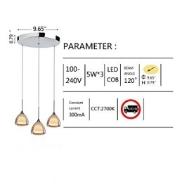 3 Kevyt Kaksikerroksinen Pendant Island Light Crack Glass Kiillotettu kromi