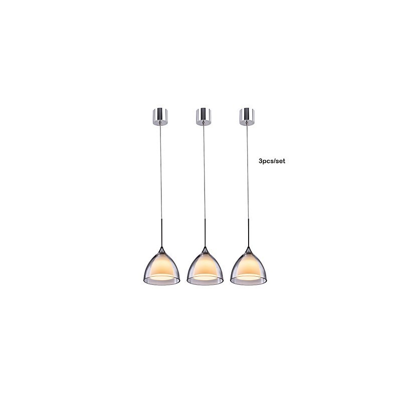 1 Light Kaksikerroksinen Pendant Island Light kirkas lasi kiillotettu kromi
