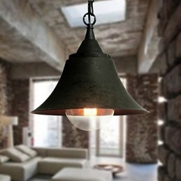 Medium Vintage mattamusta kellomainen metalliriippuvalaisin
