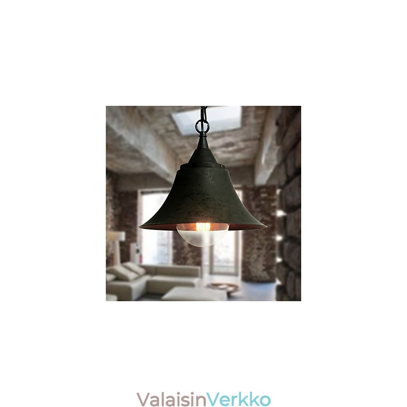 Medium Vintage mattamusta kellomainen metalliriippuvalaisin