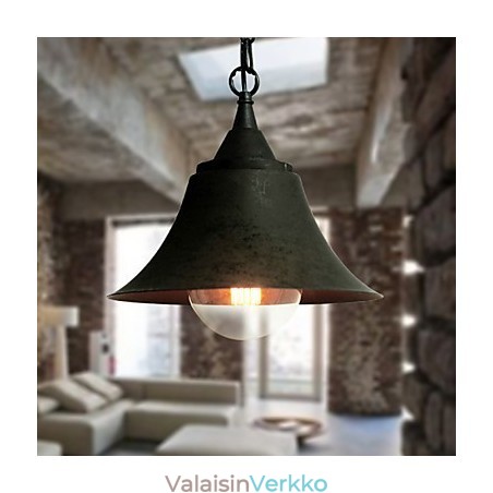 Medium Vintage mattamusta kellomainen metalliriippuvalaisin Medium Vintage mattamusta kellomainen metalliriippuvalaisin