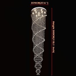 Kattokruunuvalaisimet riippuvalaisimet K9 Crystal -kaksoisspiraalilla D70CM H300CM