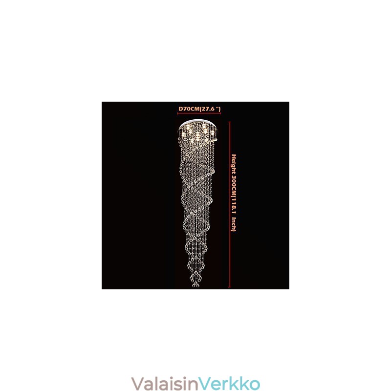 Kattokruunuvalaisimet riippuvalaisimet K9 Crystal -kaksoisspiraalilla D70CM H300CM