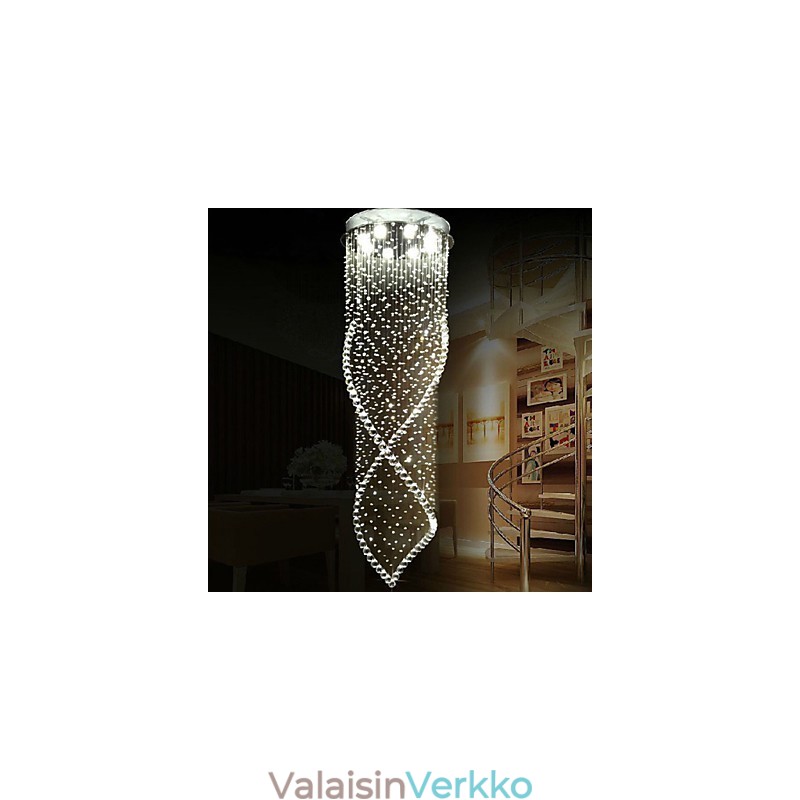 Crystal Kattokruunu Riippuvalaisin Riippuvat kattolamput Valaisimet kirkkaalla K9-kristallilla ja hopealla katos