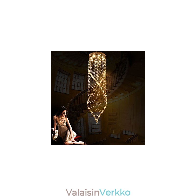 Crystal Kattokruunu Riippuvalaisin Riippuvat kattolamput Valaisimet kirkkaalla K9-kristallilla ja hopealla katos
