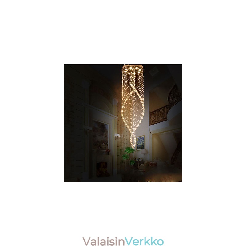 Crystal Kattokruunu Riippuvalaisin Riippuvat kattolamput Valaisimet kirkkaalla K9-kristallilla ja hopealla katos