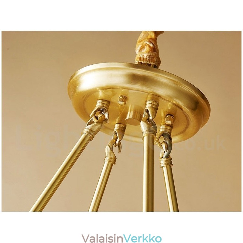 Puhdas messinki, pyöreä kattokruunu riippuvalaisin, perinteinen klassikko