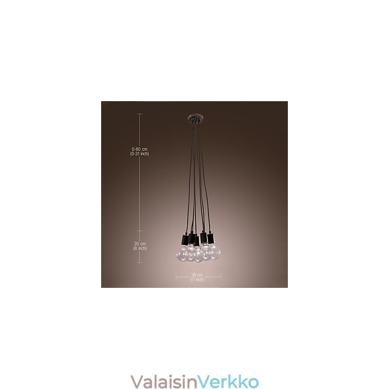 Moderni kodin 7-päällinen Edison-lamppuvalo Loft-lasipalloriippuvalaisin