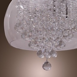 Taiteellinen 6 Light Crystal -riippuvalaisin lasivarjostimella