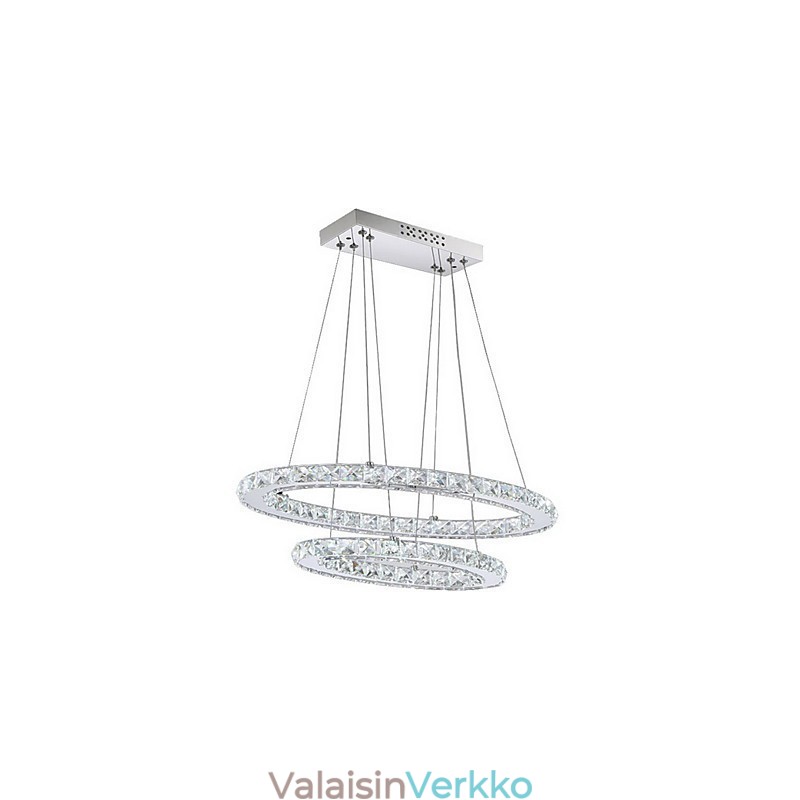 Moderni kristalliriippuvalaisin soikealla kaksoisrenkaalla