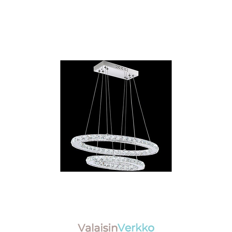 Moderni kristalliriippuvalaisin soikealla kaksoisrenkaalla