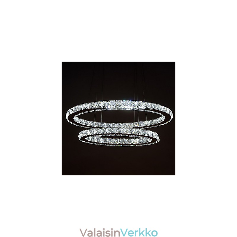 Moderni kristalliriippuvalaisin soikealla kaksoisrenkaalla