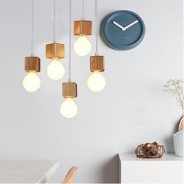 Nordic Solid Wood Neliönmuotoinen lampun pidike Istuva pistorasialamppu