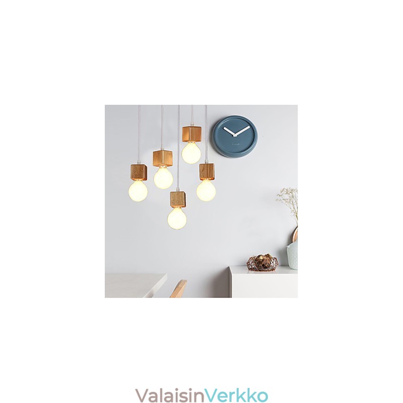 Nordic Solid Wood Neliönmuotoinen lampun pidike Istuva pistorasialamppu