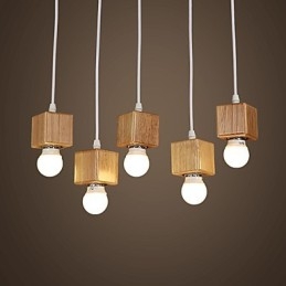 Nordic Solid Wood Neliönmuotoinen lampun pidike Istuva pistorasialamppu