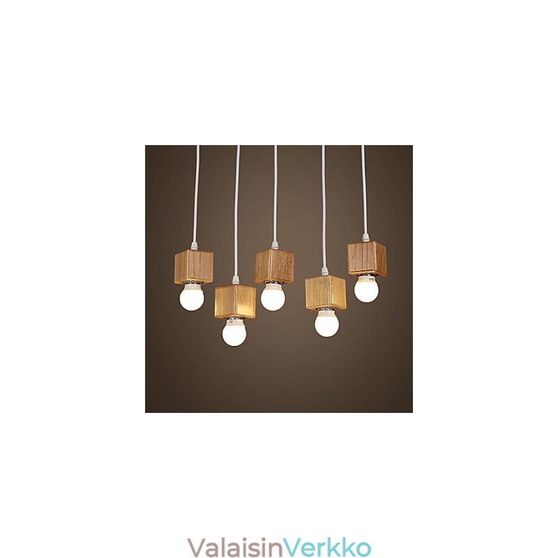 Nordic Solid Wood Neliönmuotoinen lampun pidike Istuva pistorasialamppu