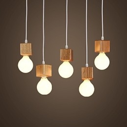 Nordic Solid Wood Neliönmuotoinen lampun pidike Istuva pistorasialamppu
