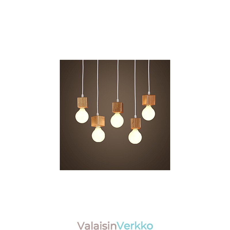 Nordic Solid Wood Neliönmuotoinen lampun pidike Istuva pistorasialamppu