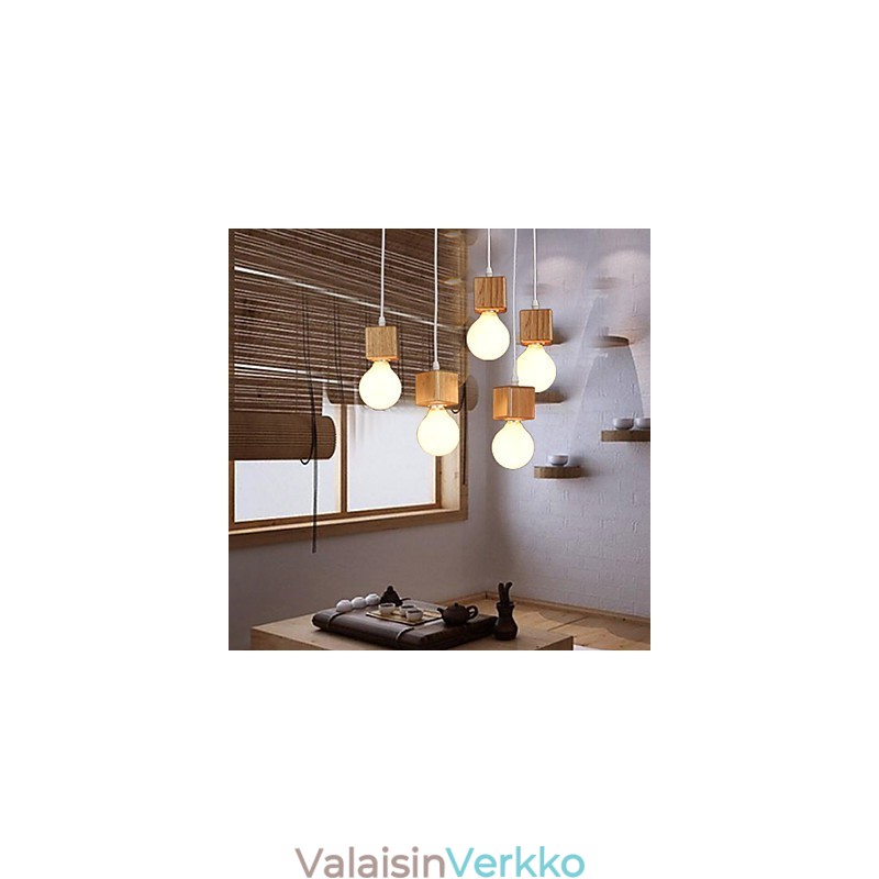 Nordic Solid Wood Neliönmuotoinen lampun pidike Istuva pistorasialamppu