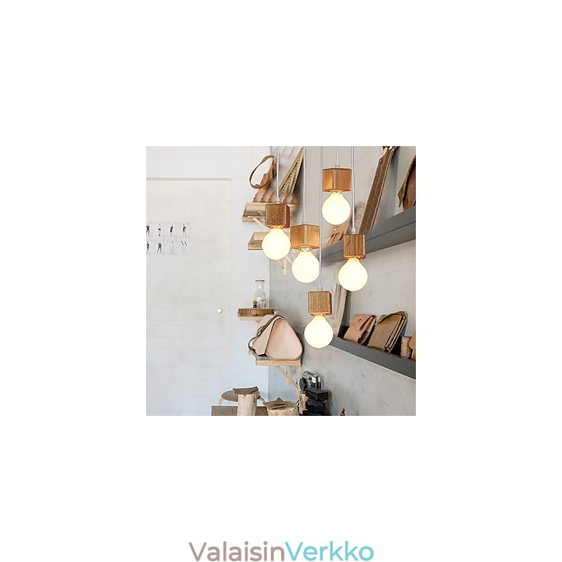 Nordic Solid Wood Neliönmuotoinen lampun pidike Istuva pistorasialamppu