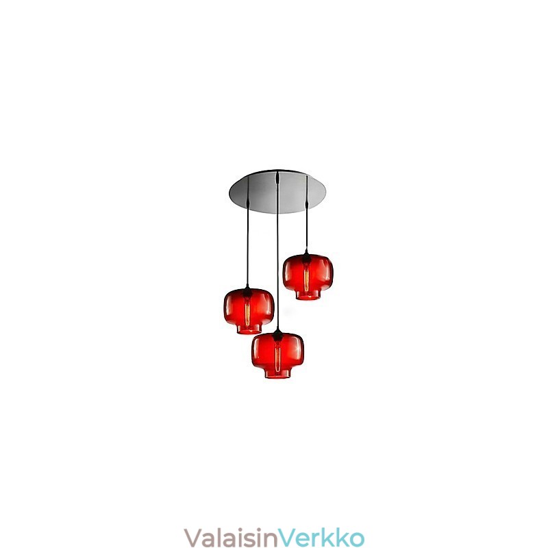 Moderni lasiriippuvalaisin 3 valolla läpinäkyvässä pullossa