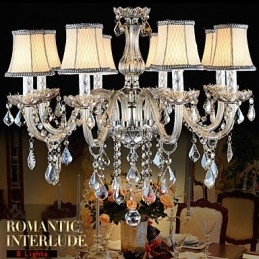 Suuri kristallikruunu 8 Arms Luxury Crystal Light Muotikattokruunu Crystal Light