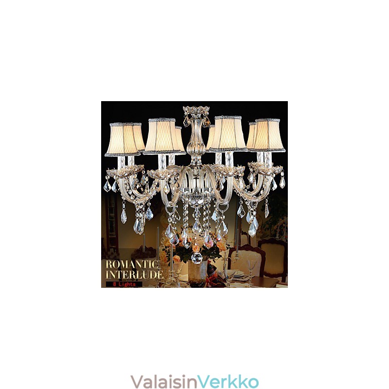 Suuri kristallikruunu 8 Arms Luxury Crystal Light Muotikattokruunu Crystal Light