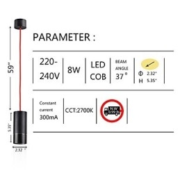 1 Light Mini riippuvalaisin musta eloksoitu alumiinilla