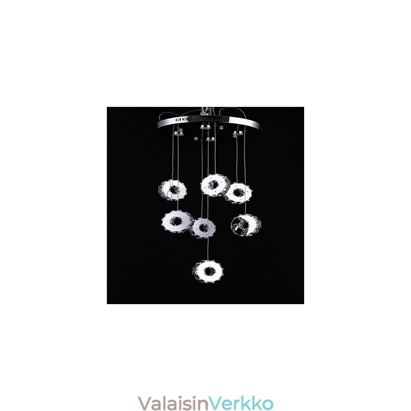 Moderni korkealuokkainen seitsemän rengas 7 valoa ruostumattomasta teräksestä valmistettu kristallikruunu