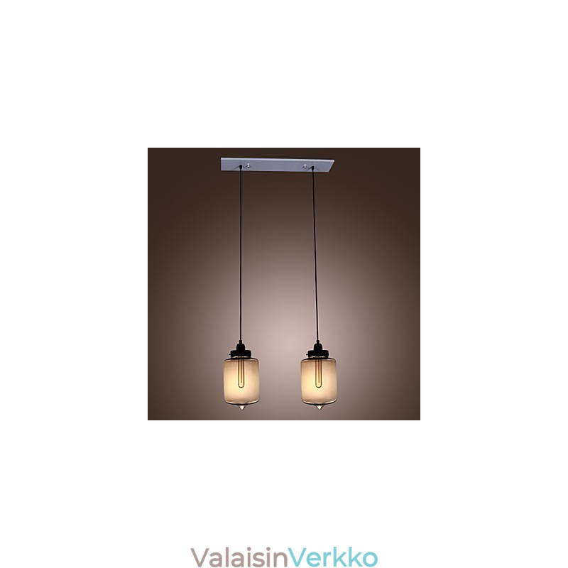 Moderni lasiriippuvalaisin 2 valolla läpinäkyvässä pullossa