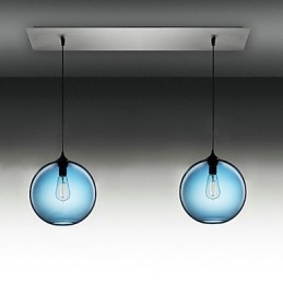 2 valoa moderni lasiriippuvalaisin pyöreä sininen kupla design