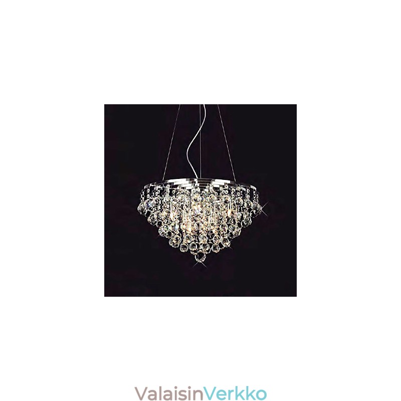 Crystal Drop -riippuvalaisin 8 pyöreällä valolla