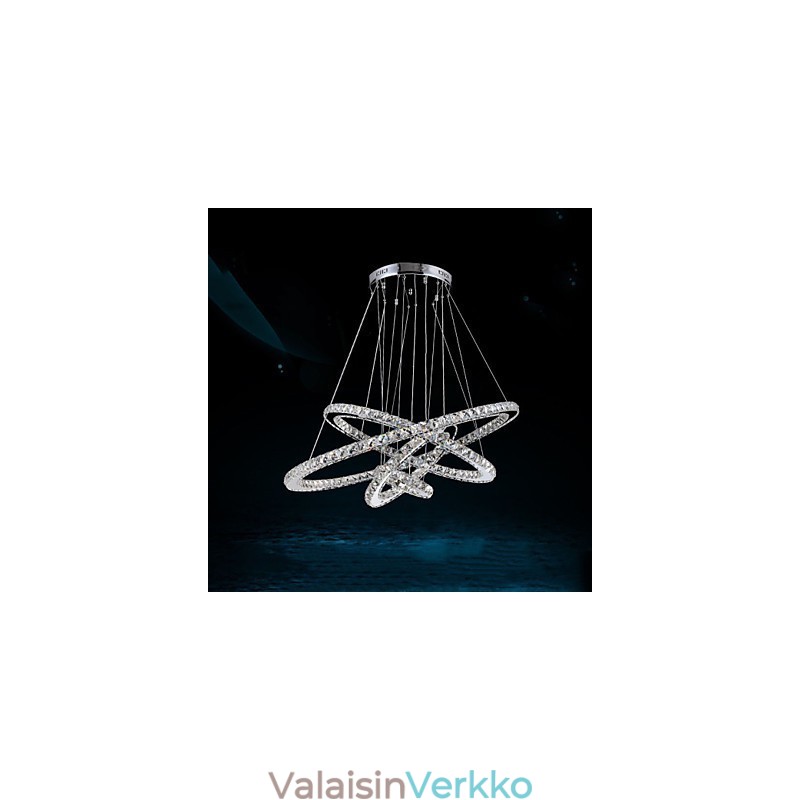 Kristalliriippuvalaisin kattokruunu K9 kirkas kristalli pyöreä 4 rengasta iso sormus (lämmin valkoinen) muu (viileä valkoinen)
