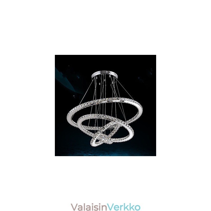 Kristalliriippuvalaisin kattokruunu K9 kirkas kristalli pyöreä 4 rengasta iso sormus (lämmin valkoinen) muu (viileä valkoinen)