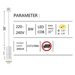 GE 05032 8W 136mm 1 kevyt miniriippuvalaisin jauhettu valkoinen alumiinilla
