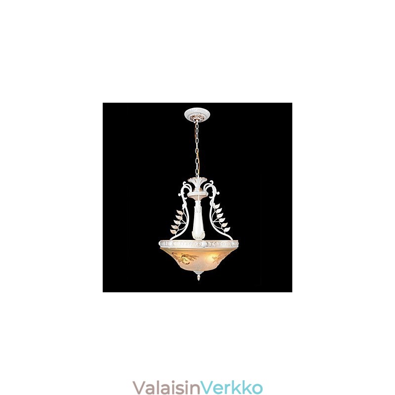 Valkoinen riipus Kolme valoa kuviollinen lasivarjostin Käsinkullattu eurooppalainen retroklassikko