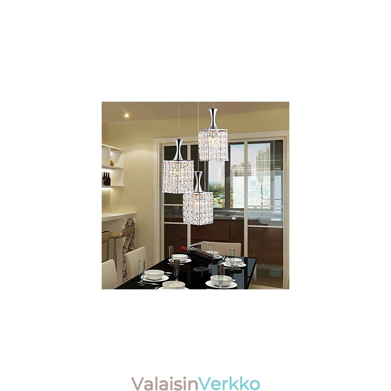 3 Lights Metal Frame K9 Crystal Kattokruunu Droplight Send Bulb