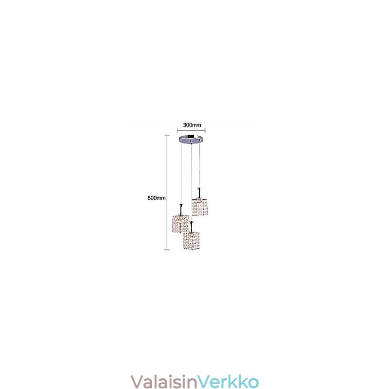 3 Lights Metal Frame K9 Crystal Kattokruunu Droplight Send Bulb