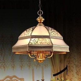 Messinkiriippuvalaisin Six Lights Vintage Total Copper Glass